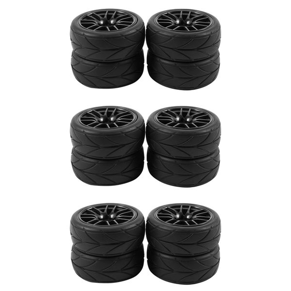 12Pcs 1/10 Rubber Tire On Road Wheel Rim Fit For Hsp Hpi 9068-6081