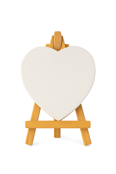Mini Heart Canvas with Wooden Easel -10 x 10xm-12 x Canvas Sets