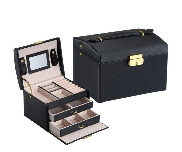Jewellery Box Large Multi-Functional Three-Layer Lockable