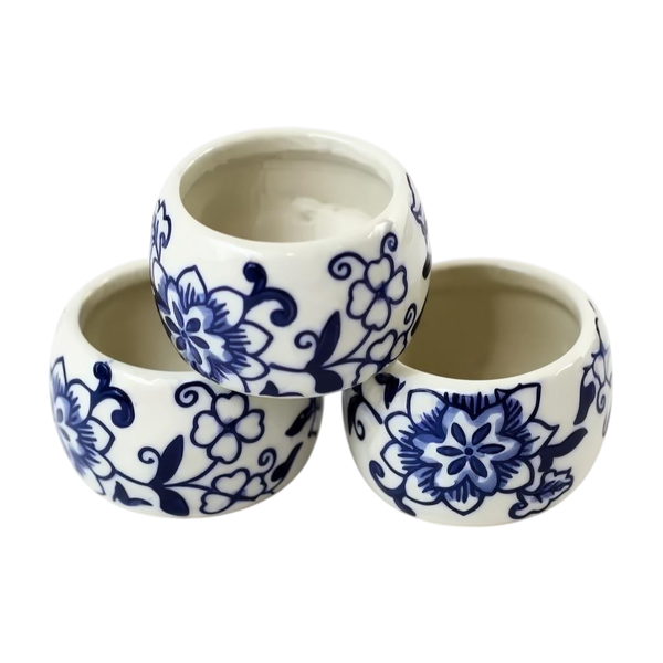 Hand-Painted Ceramic Napkin Rings 4pc