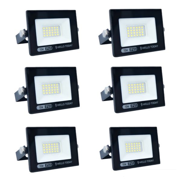 6 Pack 10W LED Flood Light Outdoor IP65 Waterproof