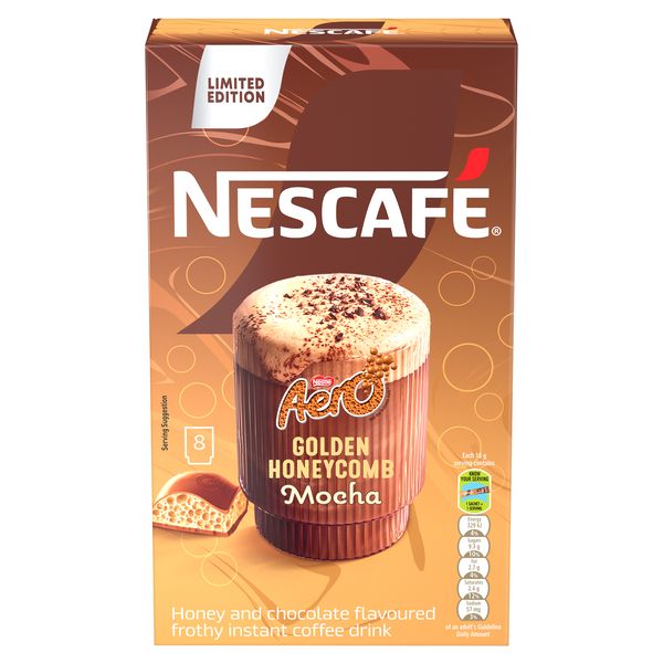 NESCAFE AERO Golden Honeycomb Mocha, Instant Coffee, 8 pack, (8x18g)