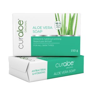 Curaloe Aloe Vera Soap Bar 150g - 2 Pack - 60% Aloe Vera