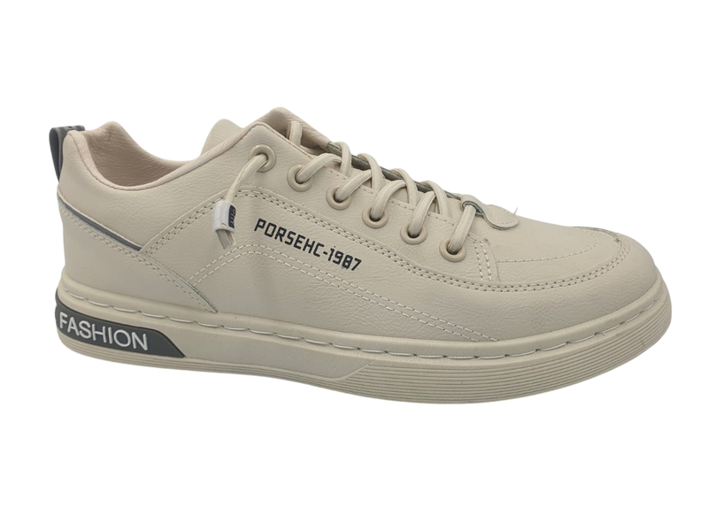 Mens Pull Lace Cream Coloured Sneakers