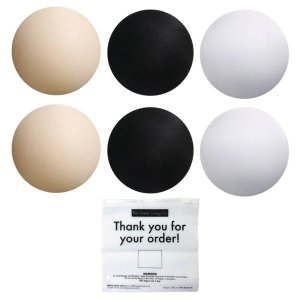 3 Pairs Bra Pads/Inserts- Round-Black, White &amp; Neutral with Zipper Bag