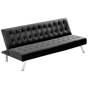 Hazlo Alanza PU Leather Sleeper Sofa Bed - Black