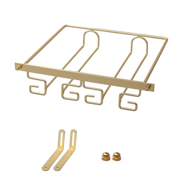 2 Rows Under-Cabinet Wine Glass Hanger - Golden