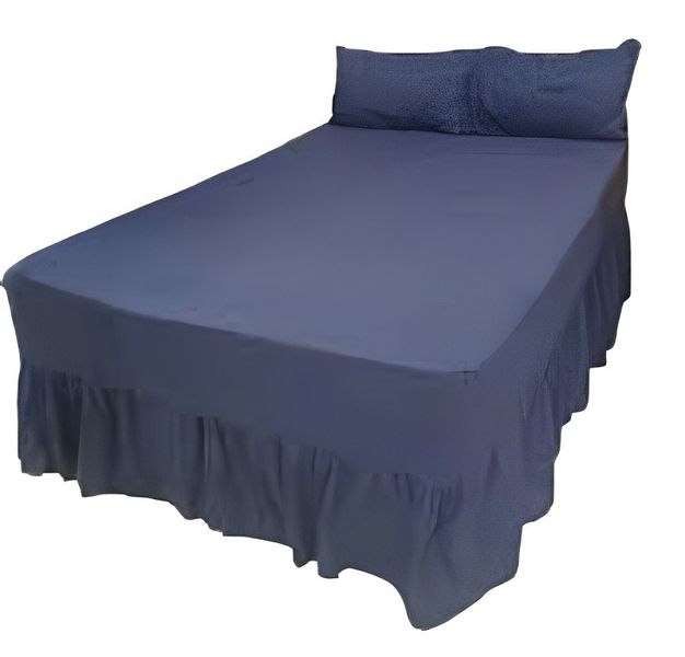 Frilled Valance Fitted Sheet: Navy