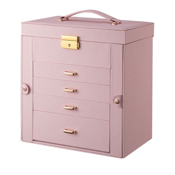 Large PU Leather Jewelry Organizer with Mirror Storage Box Jewelry Box