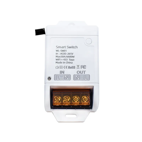 Smart Life Tuya WIFI 1CH 30A 6600W 6.6KW Appliance Switch Relay w/ RF433Mhz