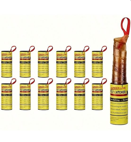 12 PiecesFly Catcher Trap Sticky Ribbon for Indoors/Outdoor