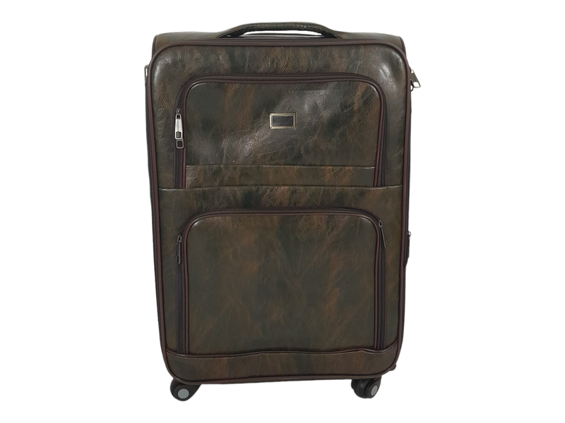 SMTE-Quality Trolley 1 piece Leather Travel Luggage Spinner Suitcase Set - Dark Brown