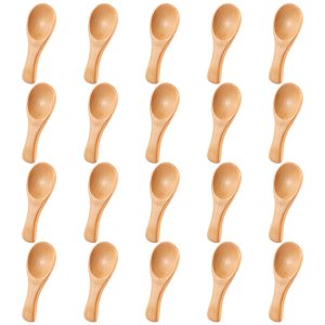 Small Wooden Spoons for Kitchen Cooking Seasoning Coffee Sugar 20Piece