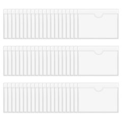 60Pcs Self-Adhesive Label Holder Card Pockets Label Holder Clear Library Ca