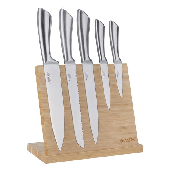Eetrite Stainless Steel Knives With Bamboo Stand - 6 Piece