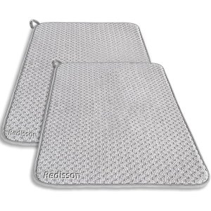 2 Pcs Microfiber Dish Drying Mat 17" x 24", Highly Absorbent Drainer Mat