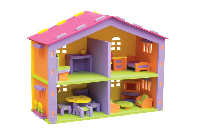 DIY Doll House Playset - EVA Foam with Furniture for Kids