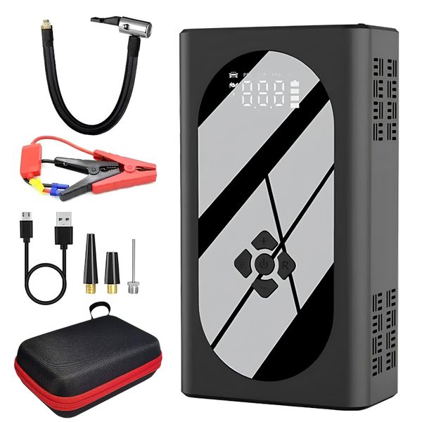 4 In 1 Car Jump Starter Kit WithTire Inflator Power Bank And LED Light