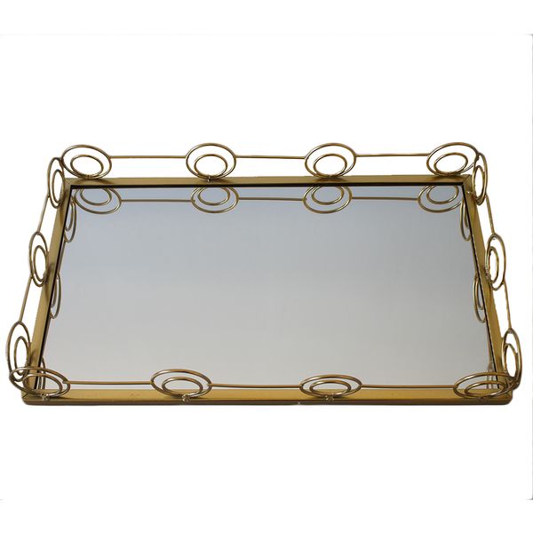 Rectangular Gold Mirror Tray Medium