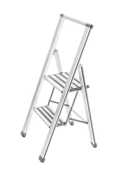 Wenko - Folding Step Ladder - Aluminium - 2 Steps - White