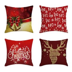 4Pcs Christmas Pillowcase for Sofa Car New Year Pattern 45X45cm