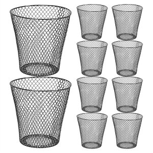 Round Wastepaper Basket, Wire Mesh Desk Metal Trash Can
