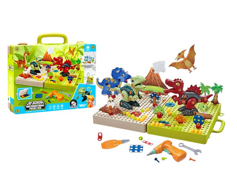 6-IN-1 3D Dino Park Adventure Building Kit with Power Tools in a Puzzle Box