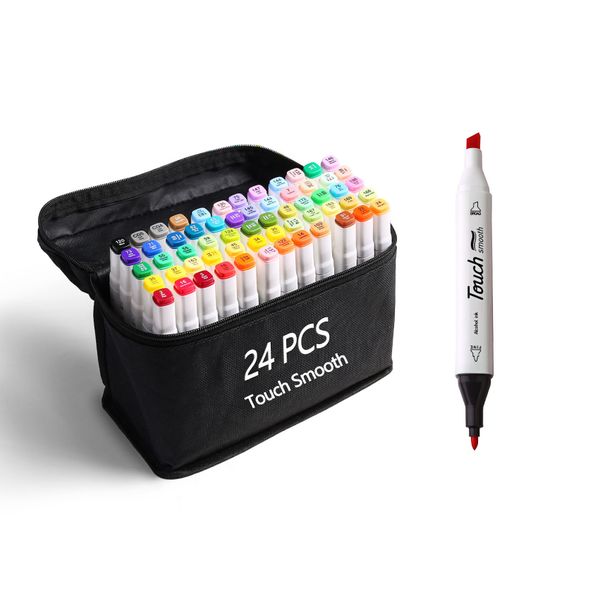 24 Marker Dual tips?fine/brush tip +chisel tip