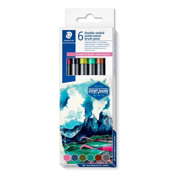 Staedtler Around The World Watercolour Brush Pens AMS- Pack 6