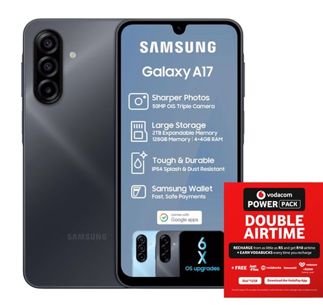 Samsung Galaxy A17 128GB LTE Dual Sim - Light Black + Vodacom SIM Card Pack