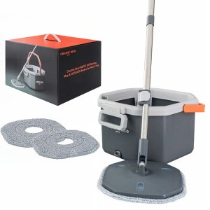 Creative Deco BASICS 360 Rotating Mop &amp; OCTAGON Bucket Set With 2 Pads
