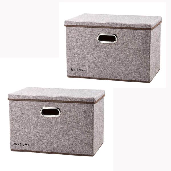 Jack Brown Foldable Canvas Storage Box - Two Pack