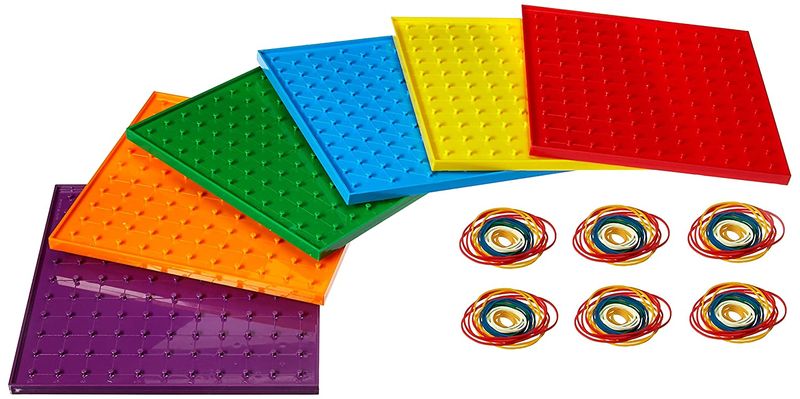 Geometry Geoboard Kit - 23,5cm (6 Boards, 144 Rubber Bands)