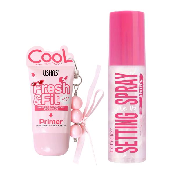 Set of 2-Ushas Photo Finish Hydrating Primer&amp; Febble Shimmer Setting Spray