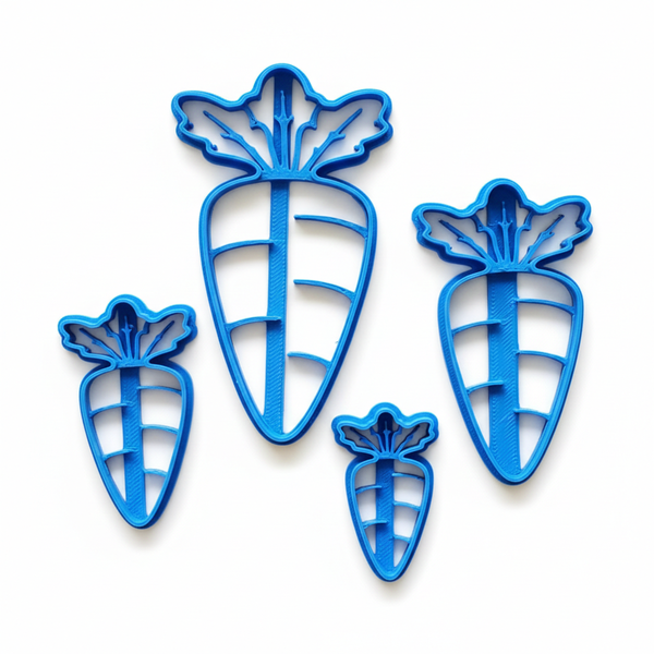 4 Piece Easter Carrot Cookie Cutter Set - 10cm, 8cm, 6cm &amp; 4.5cm (Blue)