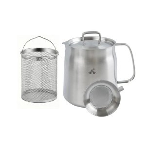 Alanes Oil Filter Pot Bacon Grease Container with Strainer Fryer Basket-2L