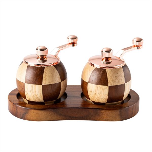 Checkerboard Hand Crank Salt and Pepper Grinder Set Fashion Manual Grinder