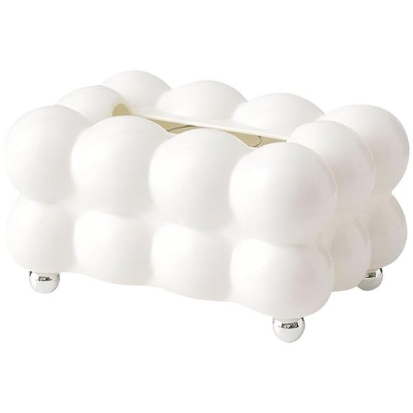 Bubble-Designed Tissue Box With Feet - White