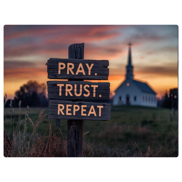 Roadside Sign Pray Trust Repeat Faith Printed Mouse Pad