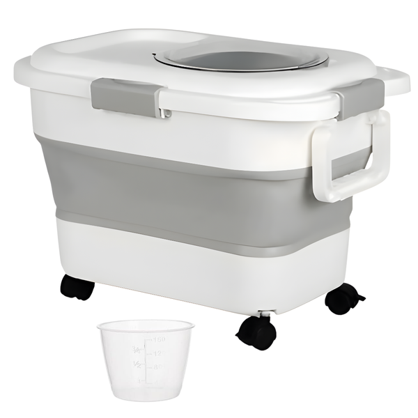 Bestby- Collapsible Multifunctional Pet Food Bowl Storage With Pully Wheels