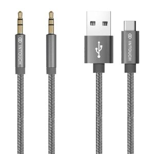 INTOUCH Type C Braided &amp; 3.5mm Audio Cable - Silver