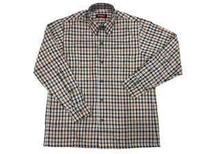 Navada - Check Daks Mens Beige/Multi Button Down Long Sleeve Shirt