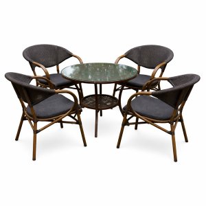 Outdoor Rattan Set - Table &amp; 4 Chairs, Stylish