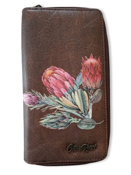 Brown Floral Cotton Road Purse