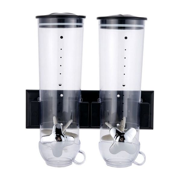 Wall Mounted Black Double Cereal Dispenser