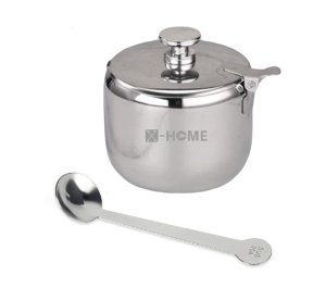 X-HOME Stainless Steel Sugar / Spice Pot 300ml with Teaspoon