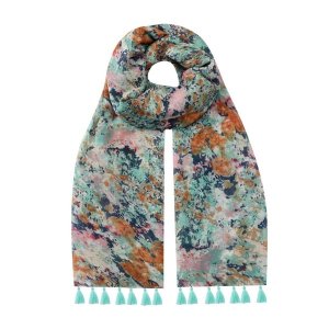 SoGood-Candy - Scarf - Multi Mint Floral with Tassels