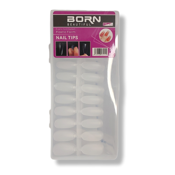 Oval – Medium Full Cover Soft Gel Clear Matte Nail Tips – 240 Piece– Box