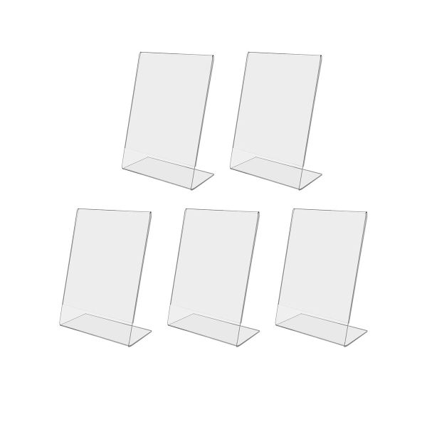 5 Pieces Acrylic Sign Holder 8.27 x 11.8Inch L Shape Clear Display Stands