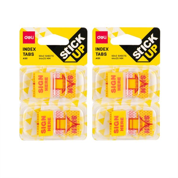 Deli Pop up Flags, 5x20 Sheets, 44×25mm Sign Here Tab, 2 packs